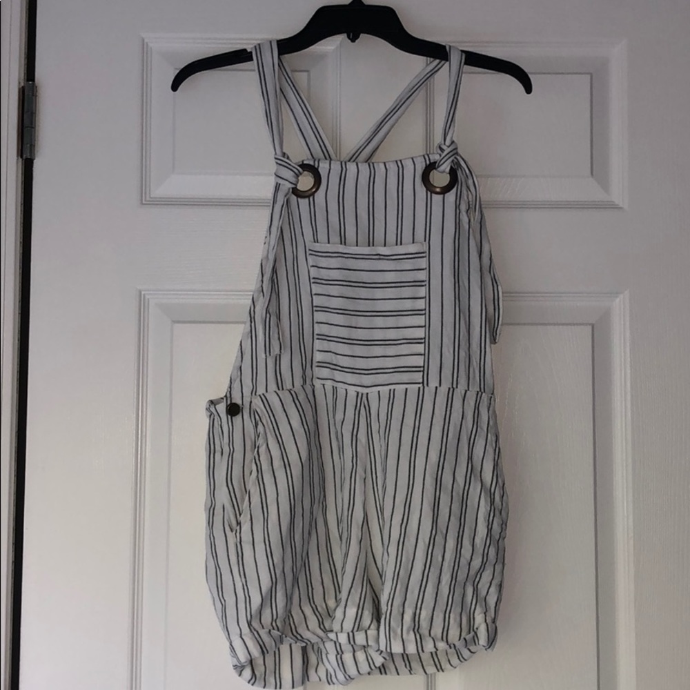 Striped romper/overalls